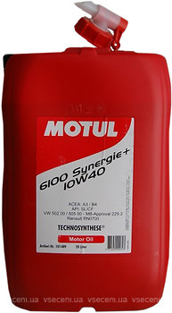 Фото Motul 6100 Synergie + 10W-40 20 л (839422/103985/108638)