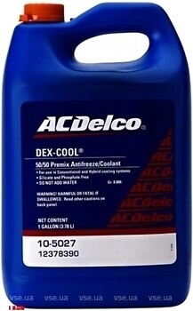 Фото AC Delco Dex-Cool 50/50 Premix Antifreeze Coolant 3.78 л (12378390)