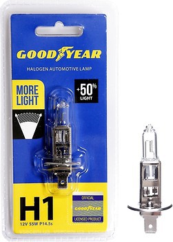Фото GoodYear halogen More Light H1 +50% 12V 55W 3400K blister (GY011125)