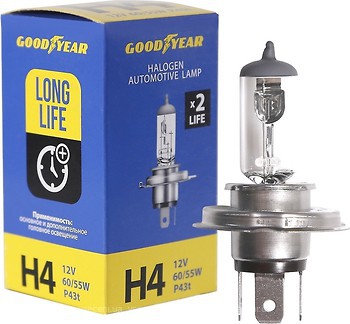 Фото GoodYear halogen Long Life H4 12V 60/55W 3100K box (GY014122)
