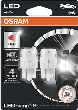 Фото Osram LEDriving SL W21/5W (7443) 12V 1.7W Red (7515DRP-02B)