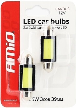 Фото Amio Canbus COB3 Festoon C5W C10W C3W 39mm White 12V (01640/5903293016404)