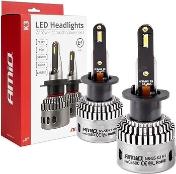 Фото Amio Headlights K3 Series H1 12V 6000K Canbus (03680/5903293036808)