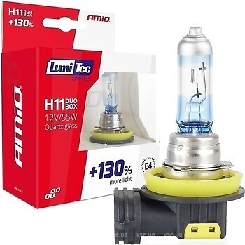 Фото Amio Halogen Bulbs H11 12V 55W LumiTec Limited +130% Duo (02105/5903293021057)