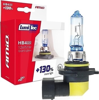 Фото Amio Halogen Bulbs HB4 12V 51W LumiTec Limited +130% Duo (02104/5903293021040)