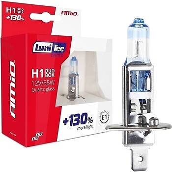Фото Amio Halogen Bulbs H1 12V 55W LumiTec Limited +130% Duo (01404/5903293014042)