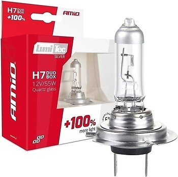 Фото Amio Halogen Bulbs H7 12V 55W LumiTec +100% Duo Silver (01403/5903293014035)