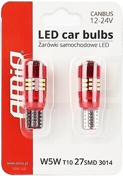 Фото Amio Canbus 27SMD 3014 T10e (W5W) 12V/24V White (01446/5903293014462)