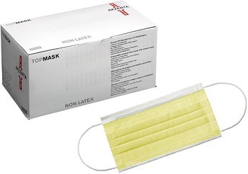 Фото Akzenta Маска Top Mask Non Latex Type IIR желтая 50 шт