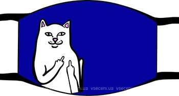 Фото Маска медична захисна 2-х шарова багаторазова Кіт брутал із принтом Original бавовна 1 шт