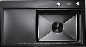 Фото Platinum Handmade PVD 78x43x22R 3.0/1.5 чорний (круглий сифон)