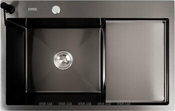 Фото Platinum Handmade PVD CM 78x50 L чорний 3.0/0.8 (круглий сифон)