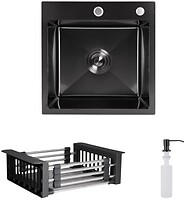 Фото Lidz H4545HB Handmade 2.5/0.5 Decor Black PVD Honeycomb + кошик K01B (LDH4545HDECBLM4943850958)