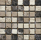 Фото Mozaico De Lux мозаика K-MOS TRAVERTINO MIX EMPERADOR 30.3x30.4 Куб 1.5x1.5