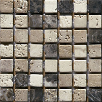 Фото Mozaico De Lux мозаїка K-MOS TRAVERTINO MIX EMPERADOR 30.3x30.4 Куб 1.5x1.5