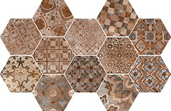 Фото Ragno ceramica декор Epoca Decoro Cementine Cotto Scuro 18.2x21 (R55V)
