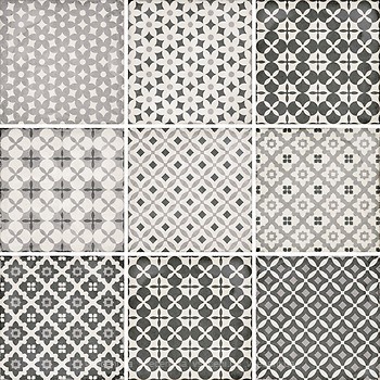 Фото Equipe Ceramicas набір декорів Art Nouveau Alameda Grey 20x20