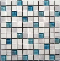 Фото Kotto Ceramica мозаїка CM 3108 C3 Laterizio Griz/Laterizio Bianco/Lgrunde Glass 30x30