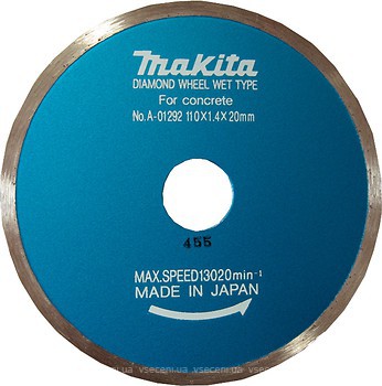 Фото Makita алмазний відрізний суцільний 110x1.4x20 мм (A-01292)