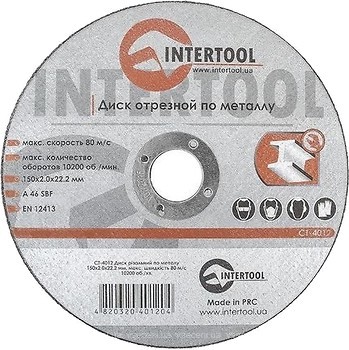 Фото Intertool абразивный отрезной 150x2.0x22.2 мм (CT-4012)