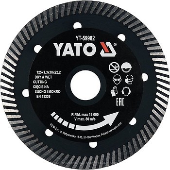 Фото YATO алмазний відрізний турбо 125x22.2x1.3 мм (YT-59982)