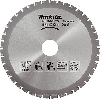 Фото Makita Specialized пильний 185x1.8x30 мм (B-07870)