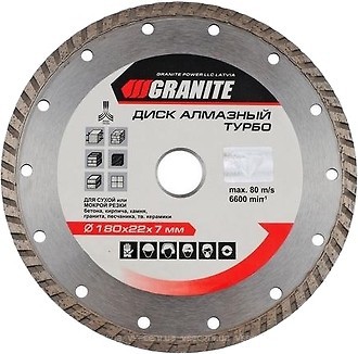 Фото Granite алмазный отрезной турбо 180x2.6x22.2 мм (9-02-180)