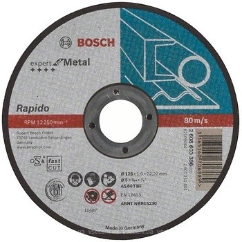 Фото Bosch Expert for Metal абразивний відрізний 125x1x22.23 мм (2608603396)