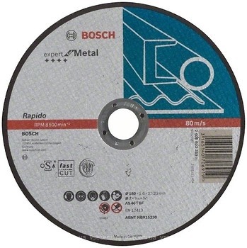 Фото Bosch Expert for Metal абразивний відрізний 180x1.6x22.23 мм (2608603399)