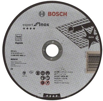 Фото Bosch Expert for Inox абразивний відрізний 180x1.6x22.23 мм (2608603406)