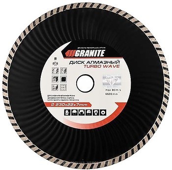 Фото Granite Turbo Wave алмазний відрізний турбо 230x2.4x22.2 мм (9-04-230)