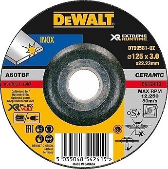 Фото DeWALT Xr Inox абразивний відрізний 125x3.0x22.23 мм (DT99581)