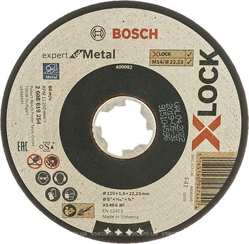 Фото Bosch X-LOCK Expert for Metal абразивный отрезной 125x1.6x22.23 мм (2608619254)