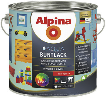 Фото Alpina Aqua Buntlack GL B1 0.75 л біла глянсова