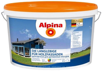 Фото Alpina Die Langlebige fur Holzfassaden B1 10 л белая шелковисто-матовая