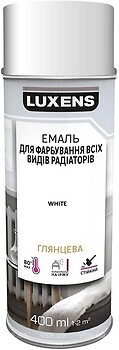 Фото Luxens аерозольна емаль для всіх видів радіаторів глянсова 0.4 л біла