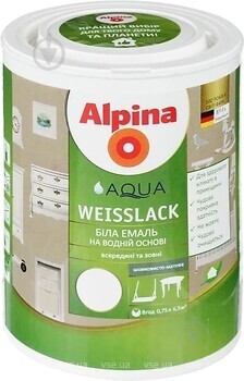Фото Alpina Aqua-Weisslack SM 0.75 л біла матова