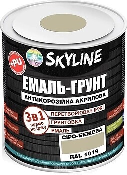 Фото Skyline Емаль 3 в 1 акрил-поліуретанова сіро-бежева 3.6 кг (E3-11019-S-3)