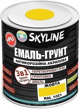 Фото Skyline Емаль 3 в 1 акрил-поліуретанова жовта 12 кг (E3-11021-S-12)