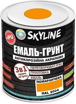 Фото Skyline Эмаль 3 в 1 акрил-полиуретановая оранжевая 3.6 кг (E3-12004-S-3)