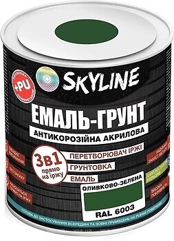 Фото Skyline Емаль 3 в 1 акрил-поліуретанова оливково-зелена 12 кг (E3-16003-S-12)