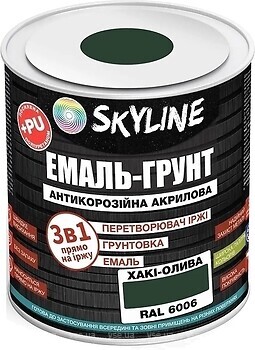 Фото Skyline Эмаль 3 в 1 акрил-полиуретановая хаки-олива 3.6 кг (E3-16006-S-3)
