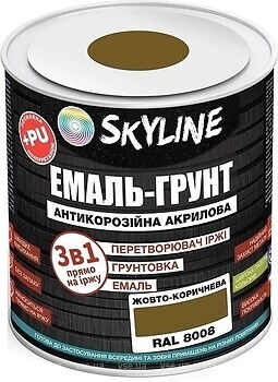Фото Skyline Емаль 3 в 1 акрил-поліуретанова жовто-коричнева 6 кг (E3-18008-S-6)