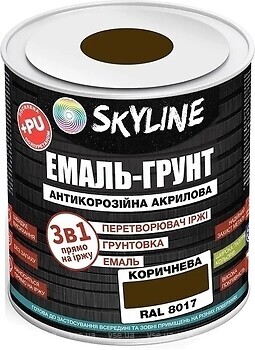 Фото Skyline Эмаль 3 в 1 акрил-полиуретановая коричневая 0.9 кг (E3-18017-S-09)