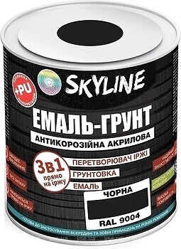 Фото Skyline Эмаль 3 в 1 акрил-полиуретановая черная 6 кг (E3-19004-S-6)