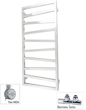 Фото Terma Zigzag 500x835 Chrom MOA + вентиль Twins