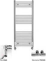 Фото Terma Leo 500x1000 Chrom ONE D + вентиль Twins