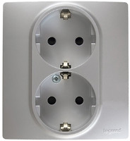 Фото Legrand Розетка Etika (672433) двойная со шторками