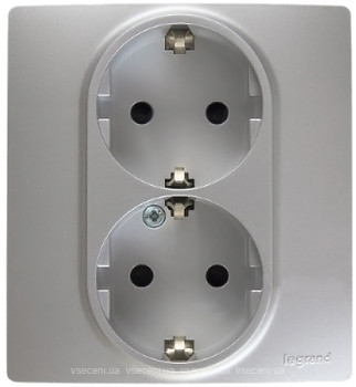 Фото Legrand Розетка Etika (672433) двойная со шторками