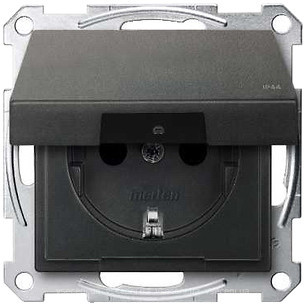 Фото Schneider Розетка Merten System M MTN2314-0414 з заземленням і кришкою
